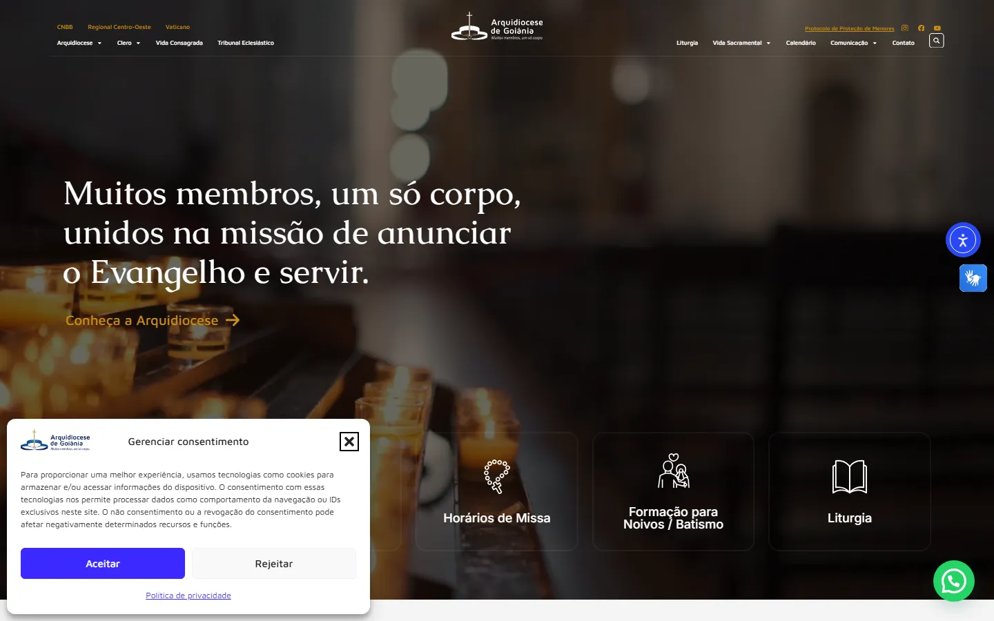 Case Arquidiocese de Goiânia: Site para Arquidiocese de Goiânia